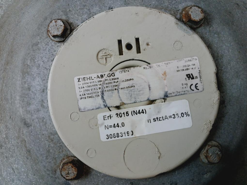 Ziehl-abegg Rg28P-4Ek.4I.1R Centrifugal Fan A5E00161569 0.69Kw