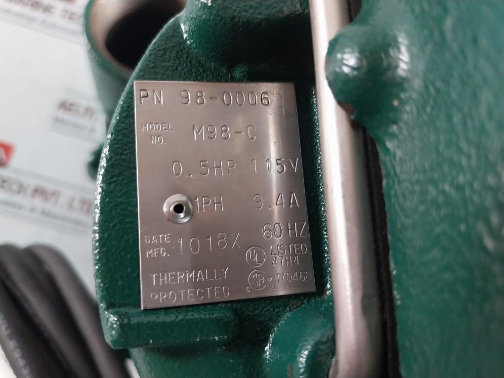 Zoeller M98-c Automatic Sump Pump 4 Meter 0.5Hp 115V 9.4A
