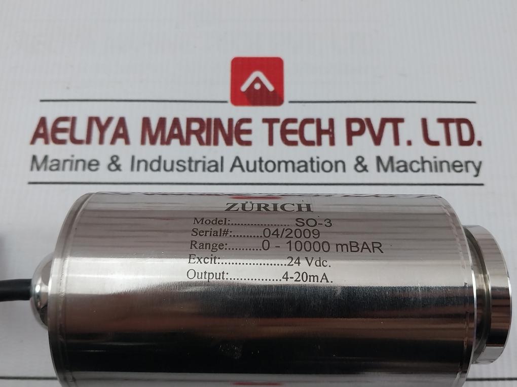 Zurich Pressure Transmitter With Ventilated Cable 0-10000Mbar 24Vdc So-3