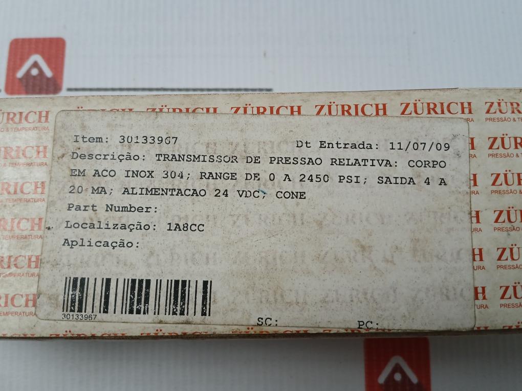 Zurich Psi-420 Pressure Transmitter 24 Vdc 4-20Ma