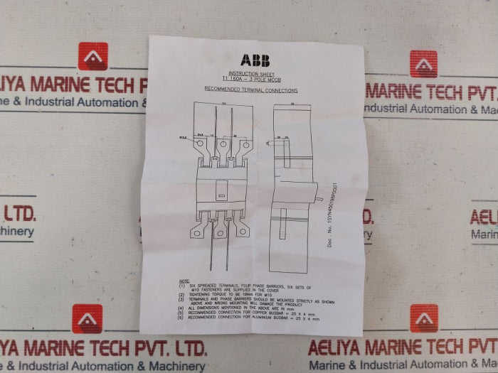 Abb 1Syn450201R0001 3 Pole Terminal Block Set