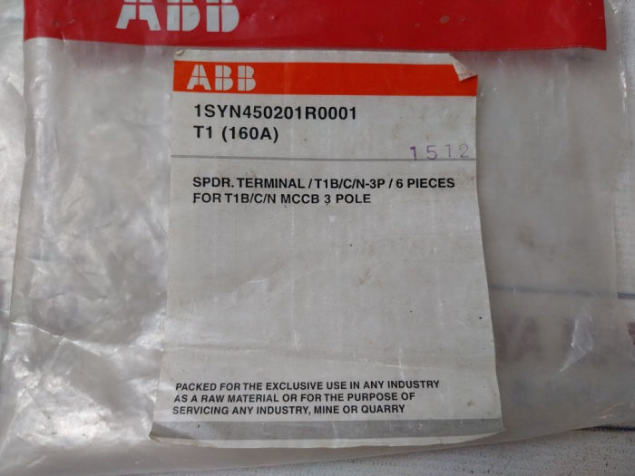 Abb 1Syn450201R0001 Terminal Block For T1B/C/N Mccb 3 Pole Set