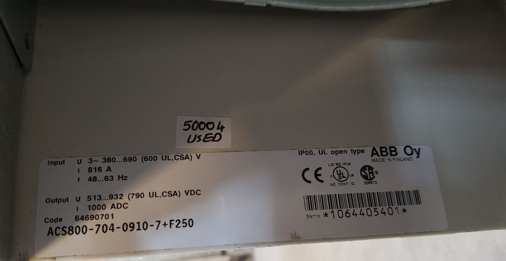 ABB ACS800-704-0910-7+F250 Diode Supply Unit DSAB-01C 64690701 816A 48-63Hz