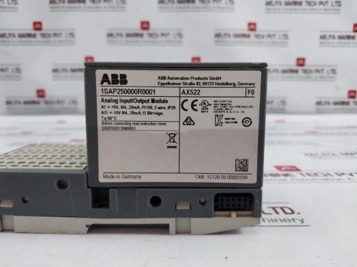 Ax522 Module Analog Abb Ax522 Analog Input/Output Module 24V Dc 5W Ip20 1Sap250000R0001 ...