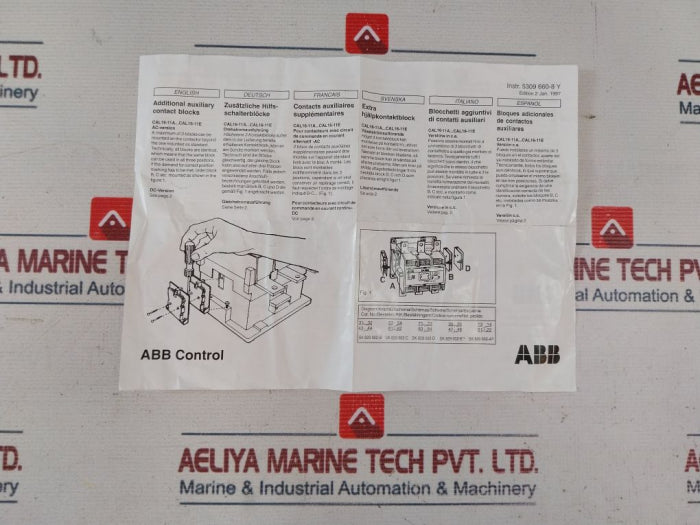 Abb Cal 16-11B Auxiliary Contact Sk829002-b