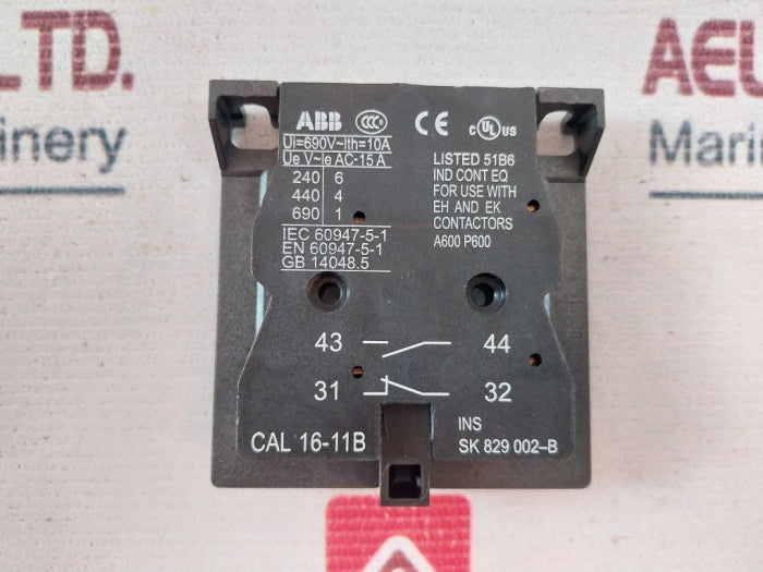 Abb Cal 16-11B Auxiliary Contact Sk829002-b