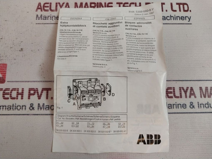 Abb Cal16-11B Auxiliary Contact Sk 829 002-b 10A 600V Ac Gjd8290020R0200
