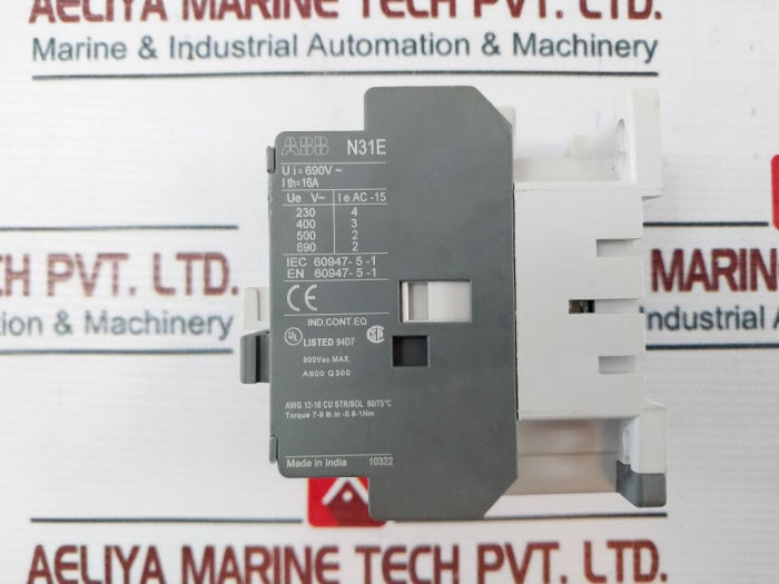 Abb N31E Contactor Relay 690V 16A 600Vac Max.