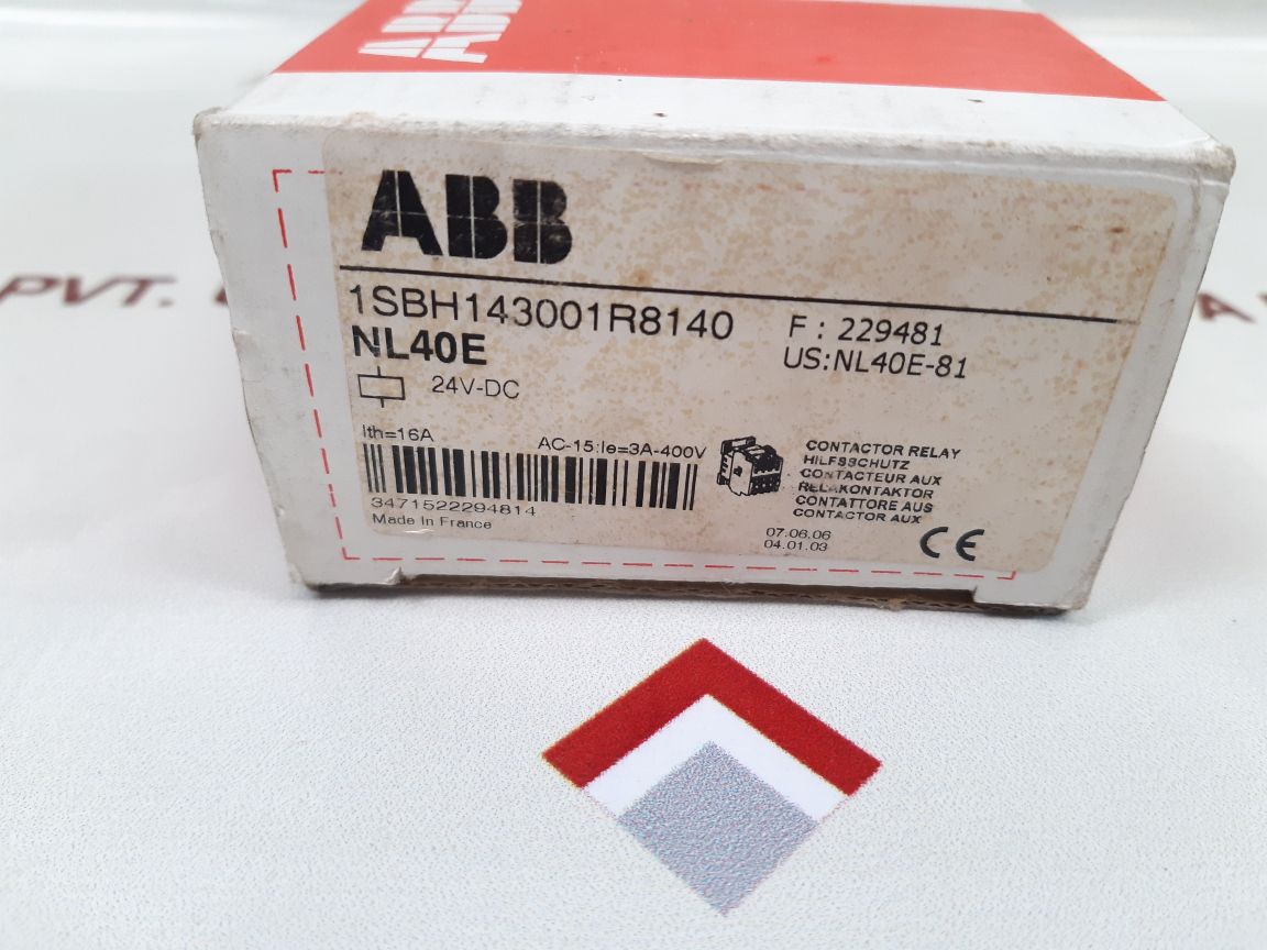 ABB Nl40E Contactor Relay 1Sbh143001R8140 A600 Q300 600VAC 24VDC - Aeliya Marine Tech