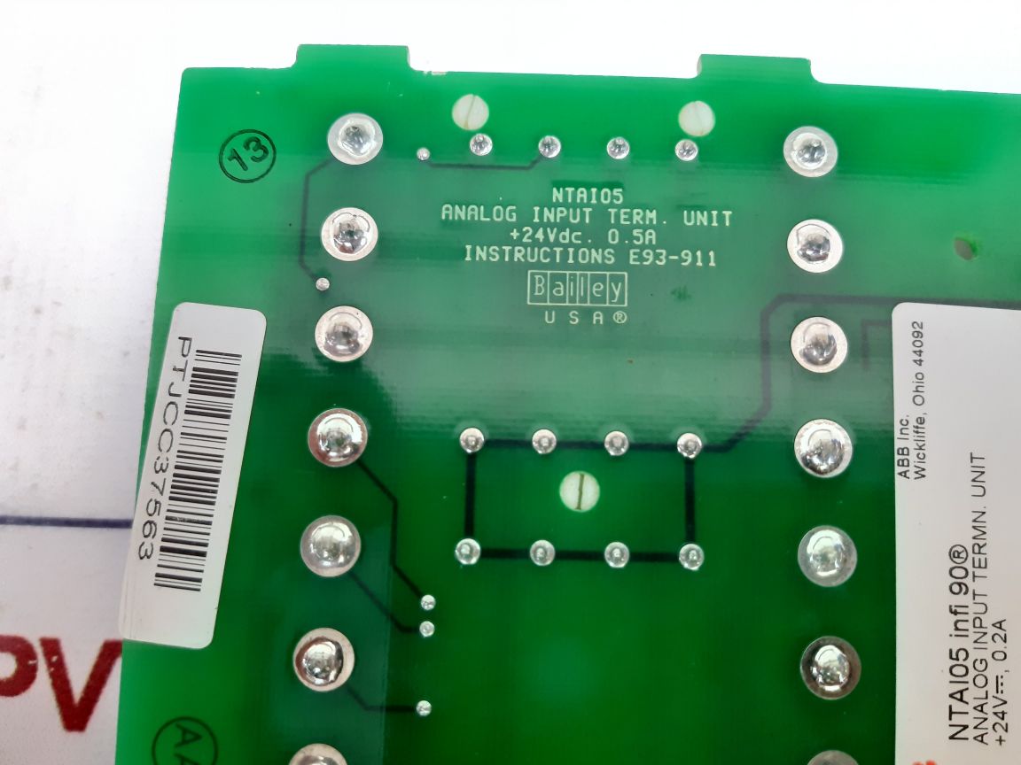 Abb Ntai05 Infi90 Analog Input Termination Unit 6632115T1