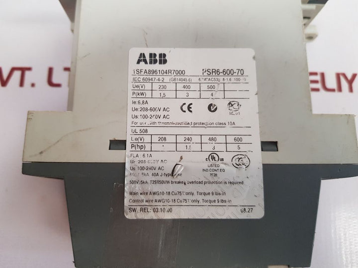ABB psr6-600-70 soft starter controller 1sfa896104r7000