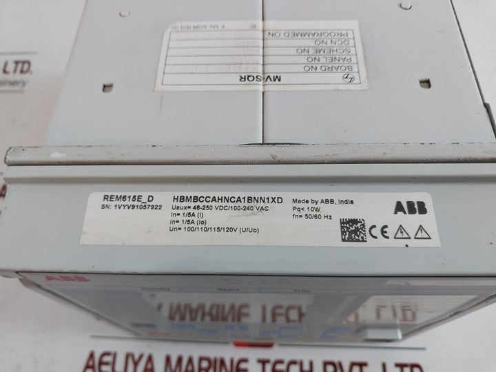 Abb Rem615 Motor Protection Relay Rem615E_D Hbmbccahnca1Bnn1Xd Com0034