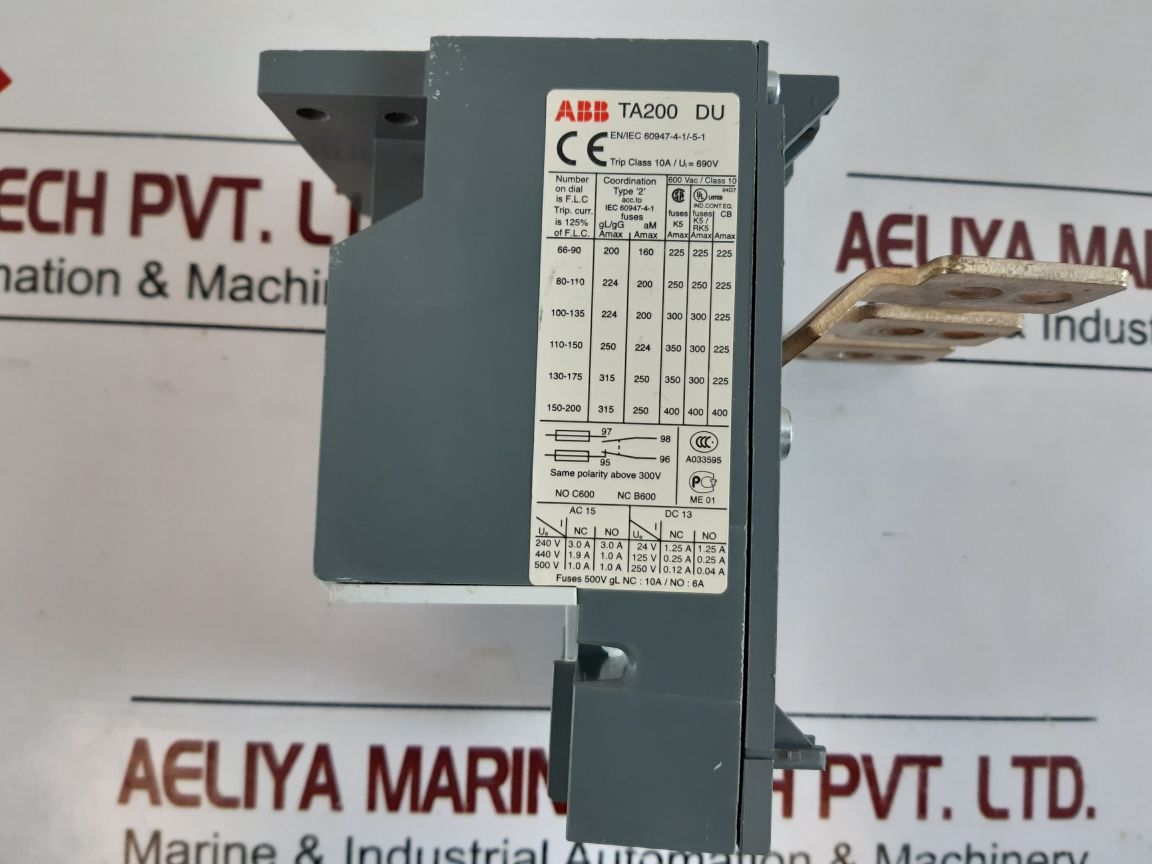 Abb Ta200 Du Thermal Overload Relay 80-110A 600 Vac