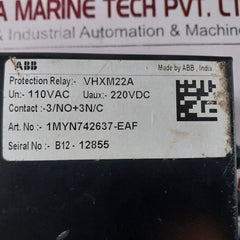 Abb Vhxm22A Static Voltage Protection Relay 110 Vac 1Myn742637-eaf 220 Vdc