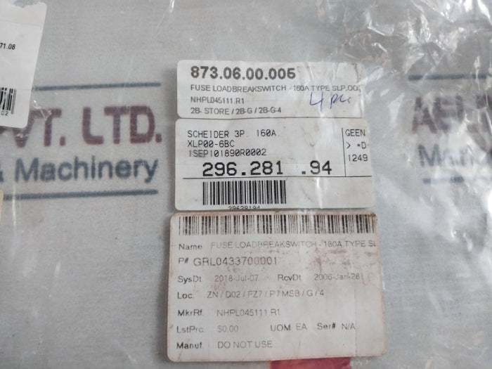 Abb Xlp00-6Bc Fuse Load Break Switch Disconnector Ue 400V/500V/690V 12W