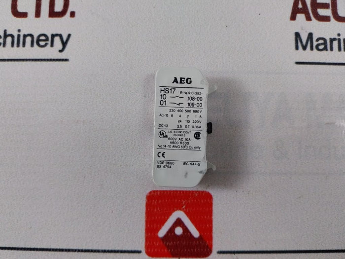 Aeg Hs17 Auxiliary Contact 600V Ac 10A