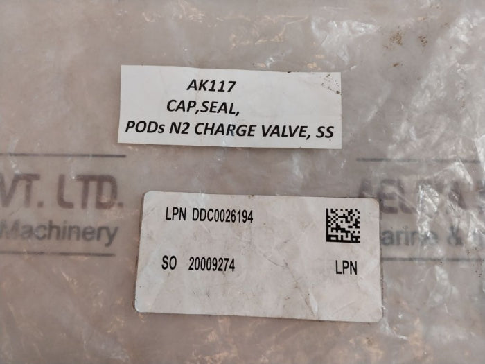 Ak117 B Cap, Seal Pods N2 Charge Valve