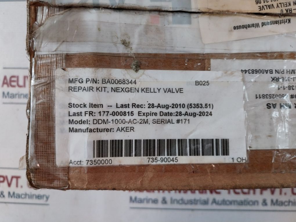 Aker Ddm-1000-ac-2m Repair Kit For Nexgen Kelly Valve, Mfg P/n Ba0068344