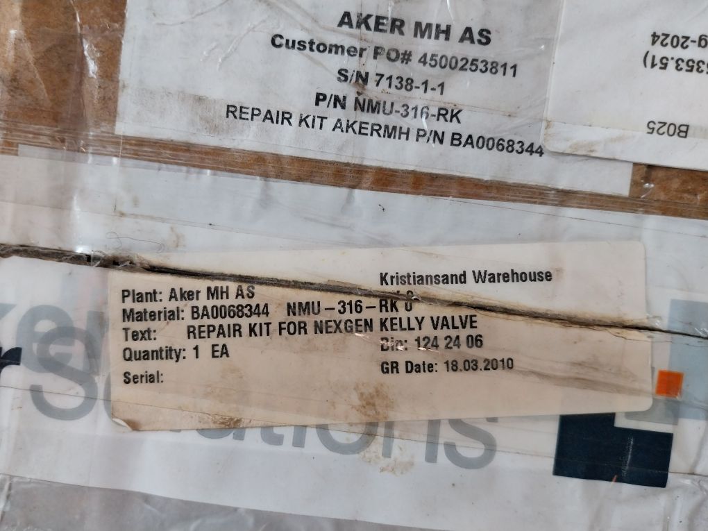 Aker Ddm-1000-ac-2m Repair Kit For Nexgen Kelly Valve, Mfg P/n Ba0068344