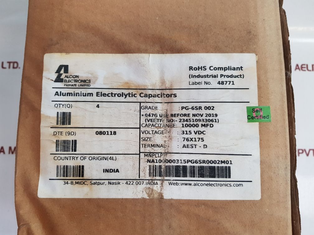 Alcon Pg-6Sr 002 Aluminium Electrolytic Capacitors