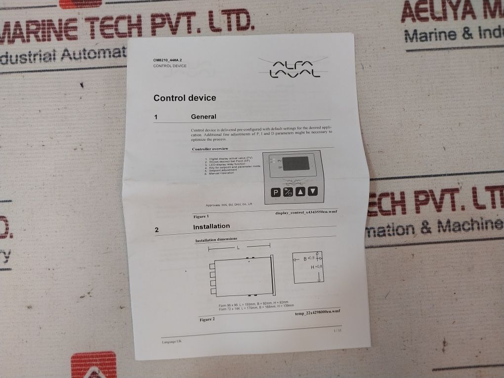 Alfa Laval 93al140 Temperature Controller Ag9682100025