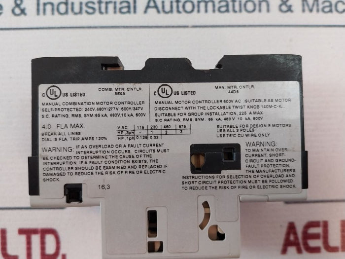 Allen-bradley 140M-c2E-b40 Motor Protector Circuit Breaker Series A 2.5.4.0A