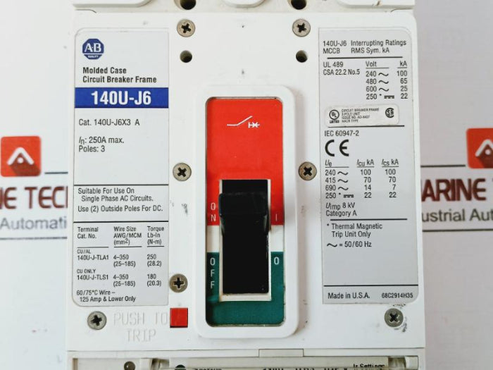 Allen-bradley 140U-j6X3 A Molded Case Circuit Breaker Frame Set 3-poles