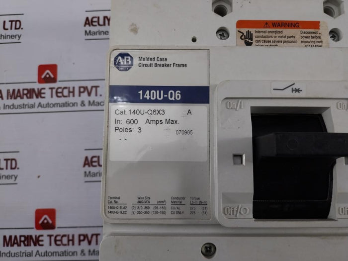 Allen-bradley 140U-q6X3 A Molded Case Circuit Breaker Frame Set 600 Amps Max