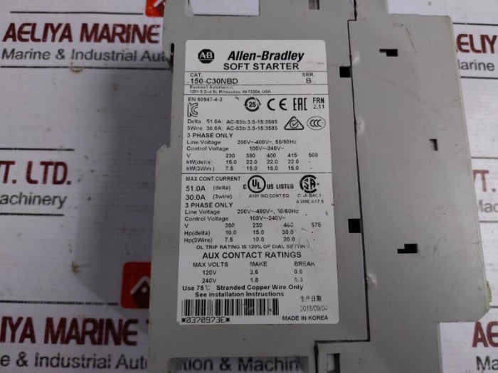 Allen-bradley 150-c30Nbd Smc-3 Soft Starter 30A 3-phase 200-480V, Ser. B