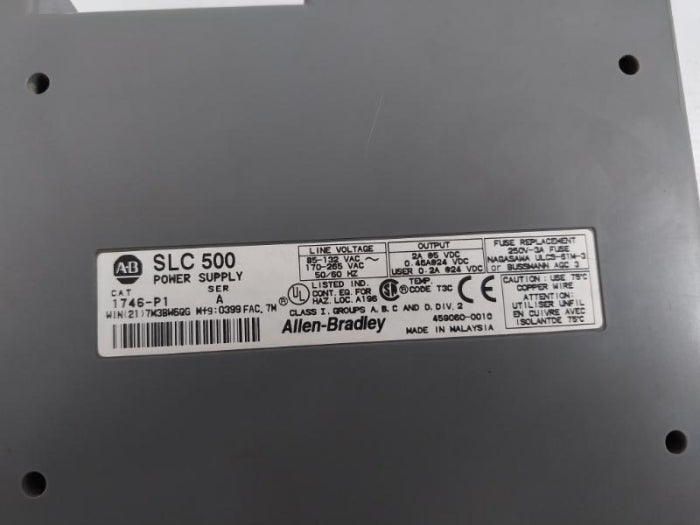 Allen-bradley 1746-p1 Power Supply Slc 500 Ser A 50/60 Hz 24 Vdc 459060-0010