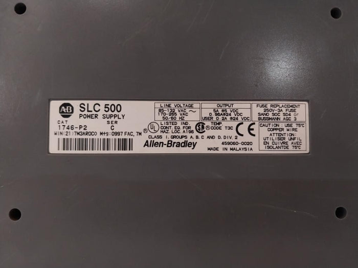 Allen-bradley 1746-p2 Slc 500 Power Supply Module Ser C 85-132Vac 170-265Vac