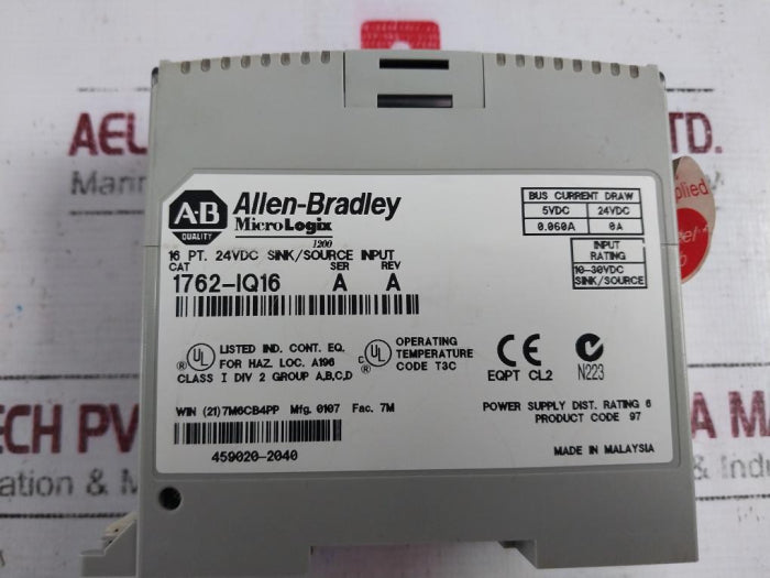 Allen-bradley 1762-iq16 Micrologix Dc Input Module 24Vdc