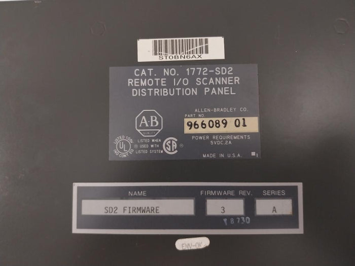 ALLEN-BRADLEY 1772-SD2 Remote I/O Scanner Distribution Panel SER.A