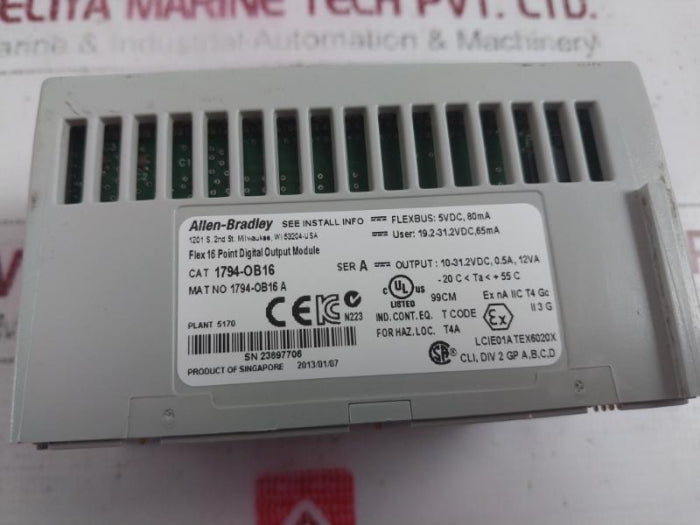 Allen-bradley 1794-ob16 Flex 16 Point Digital Output Module Ser A 5Vdc 80Ma