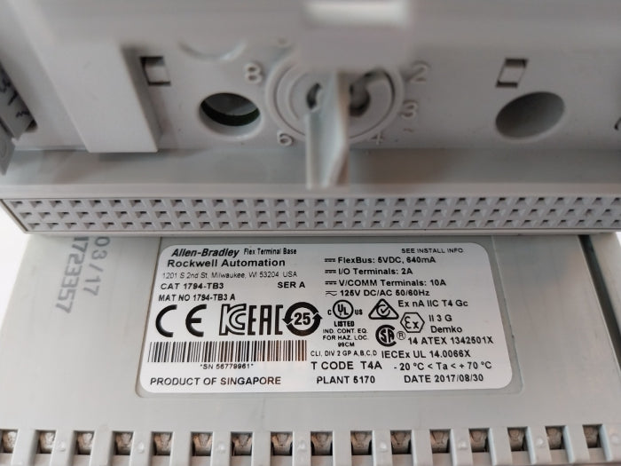 Allen-bradley 1794-tb3 Flex Terminal Base Module Ser A 5Vdc 640Ma