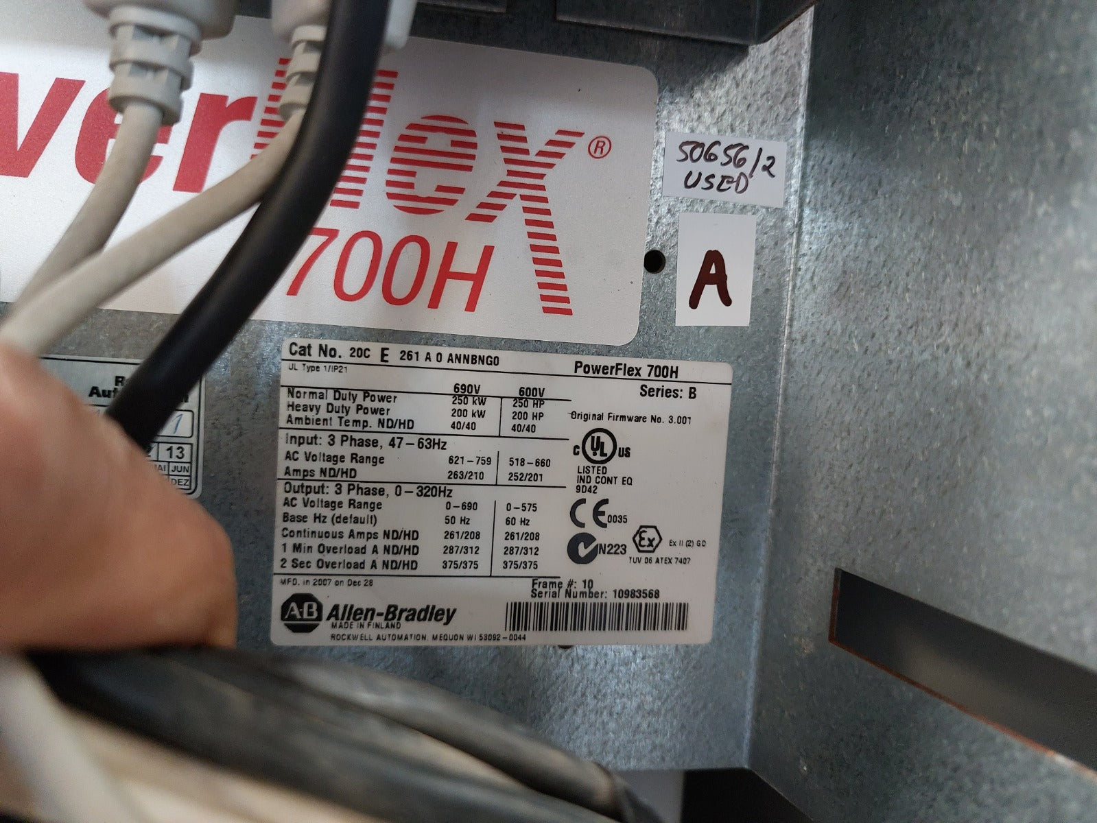 Allen-bradley Powerflex 700H 20Ce261A0Annbng0 Ac Drive 3 Phase 47-63Hz