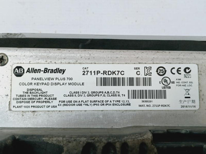Allen-bradley 2711P-rdk7C Pvp6 700 Color Keypad Led Display Module