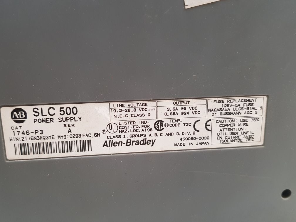 Allen-bradley 1746-ib32 power supply with plc module