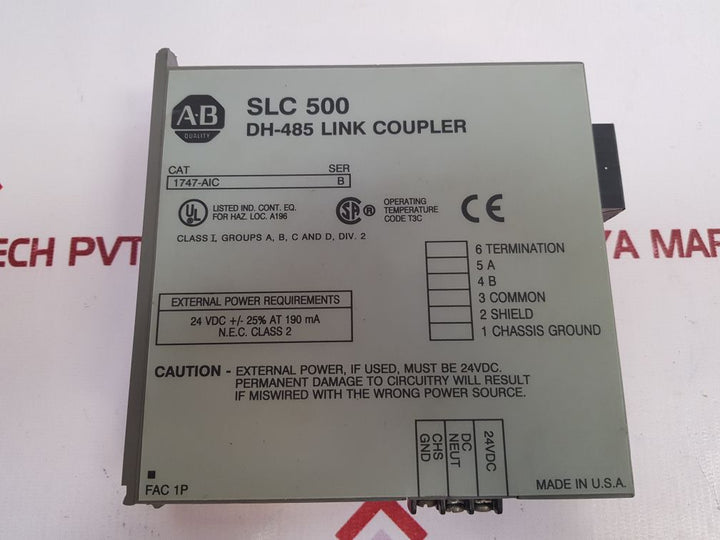 Allen Bradley Dh-485 Link Coupler 1747-aic Ser: B
