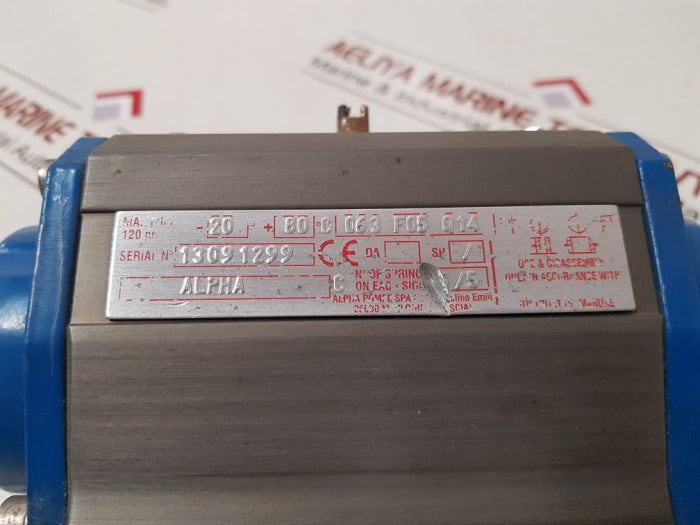 Alpha Pompe 063 F05 Q14 Actuator 120Psi