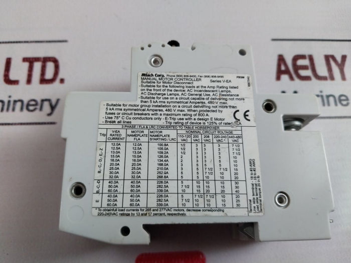 Altech 2Du30 Manual Motor Controller 480V Max