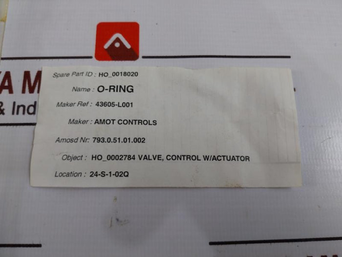 Amot 43605-l001 Actuator Repair O-ring, 214561