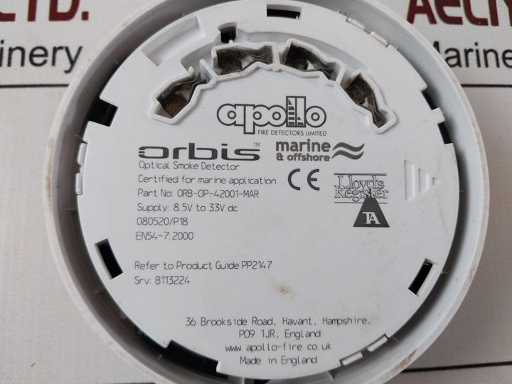 Apollo Orb-op-42001-mar Optical Smoke Detector 8.5V-33V Dc 080520/P18