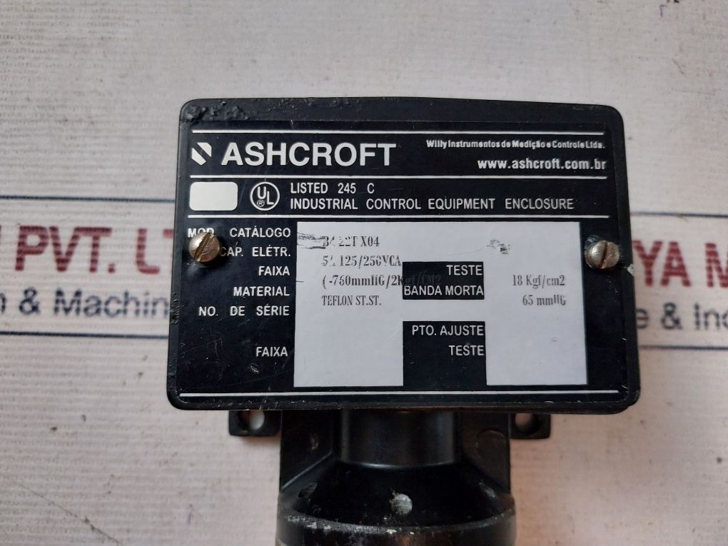 Ashcroft B4 22T X04 Pressure Switch 18 Kgf/Cm2 65Mmhg
