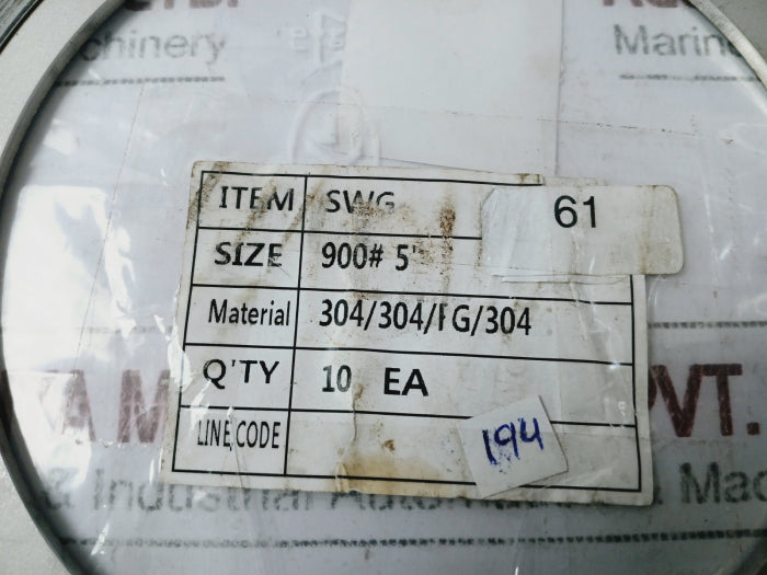 Asme B16.20 Spiral Wound Gasket 304/304/Fg/304 900 5Inch