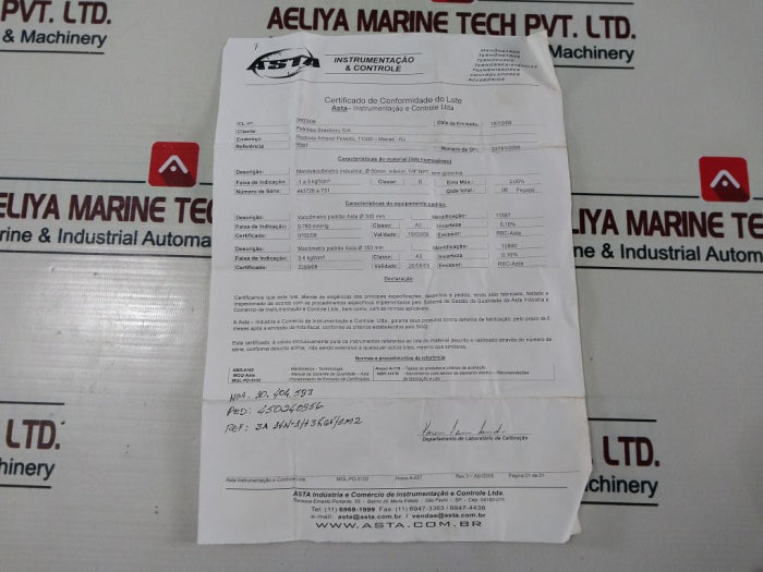 Asta 10.404.593 Vacuum Gauge Hand -1-3 Kgf/cm2