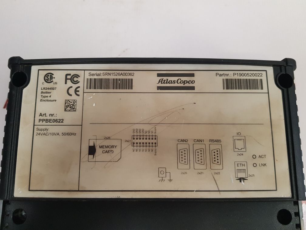 Atlas Copco P1900520022 Elektronikon Graphic Plus Panel 24Vac/10Va