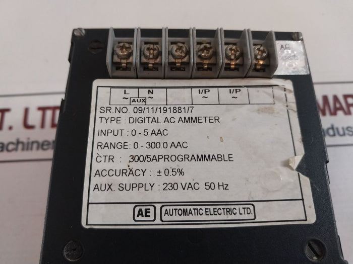 Automatic Electric Digital Ac Ammeter 0-300.0 Aac