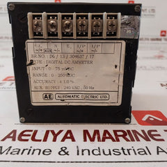 Automatic Electric Digital Dc Ammeter 0-75 Mvdc 240 Vac, 50 Hz