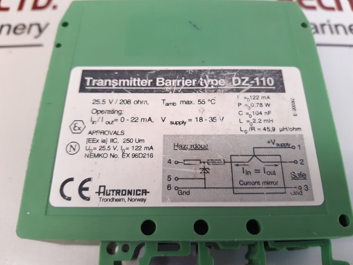 Autronica Dz-110 Transmitter Barrier 0-22Ma